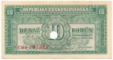 Csehszlovákia 1950. 10K lyukasztással érvénytelenítve T:XF Czechoslovakia 1950. 10 Korun cancelled by hole C:XF Krause 69.