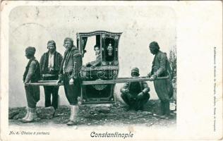 1901 Constantinople, istanbul; No. 8. Chaise a porteurs / Turkish folklore, sedan chair (EK) + &quot;CONSTANTINOPEL III. OESTERREICHISCHEPOST&quot;