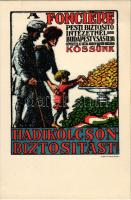 1918 Kössünk Hadikölcsön-Biztosítást! A Fonciere Pesti Biztosító Intézetnél. Budapest V. Vas utca 10. Légrády Testvérek kiadása / WWI Hungarian war loan propaganda by the Fonciere Insurance Company s: Kober Leó