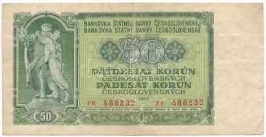 Csehszlovákia 1953. 50K T:F apró lyuk Czechoslovakia 1953. 50 Korun C:F tiny hole Krause P#85