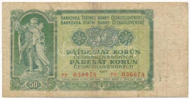 Csehszlovákia 1953. 50K bélyegzéssel T:VG Czechoslovakia 1953. 50 Korun with overprint C:VG Krause P#85