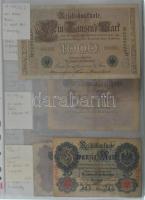 Német Birodalom / Weimari Köztársaság 1908-1923. 153db-os német bankjegytétel + 18db szelvény állama...