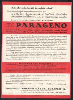 1936 Bp. IV., Molnár Gábor &quot;Parageno&quot; impregnáló anyag reklámja, 30,5×21 cm