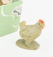 12 db kínai jáde kakas figura, eredeti dobozában egyenként 4,5 cm