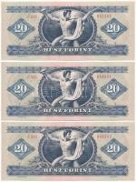 1975. 20Ft "C 341 081883 - C 341 081885" (3x) sorszámkövetők T:UNC
Adamo F16