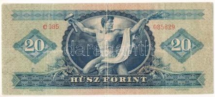 1957. 20Ft "C 085 085829" T:F szép papír / Hungary 1957. 20 Forint "C 085 085829"...