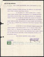 1933 Bp., Magyar Fanto Művek Rt. (benzin, olaj, stb.) fejléces levélpapírjára írt levél
