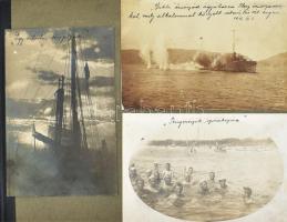 1914-1918 I. világháborús haditengerész és Dunai Flottilla katona fotóalbuma, 112 db rendkívül érdek...