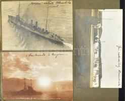 1914-1918 I. világháborús haditengerész és Dunai Flottilla katona fotóalbuma, 112 db rendkívül érdek...
