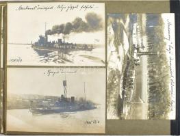 1914-1918 I. világháborús haditengerész és Dunai Flottilla katona fotóalbuma, 112 db rendkívül érdek...