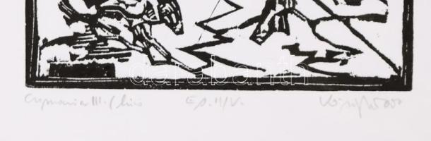 König (Kőnig) Róbert (1951-2014): Cumania III. Linómetszet, papír, jelzett, művészpéldány EA. II./V....