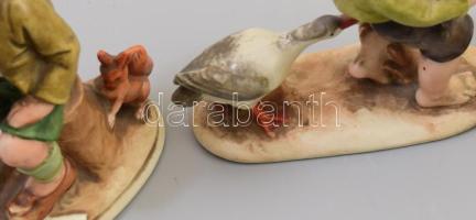 3 db Lippelsdorf Wagner & Apel figura. Kézzel festett jelzett, hibátlan 14 cm