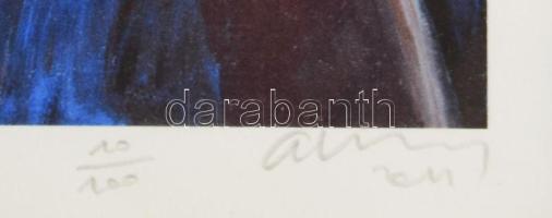 Aknay János (1949- ): Angyal (cím nélkül), computer print, papír, jelzett, számozott (10/100), üvege...