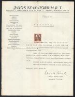 1932-1946 Bp., János Szanatórium össz. 3 db bizonyítványa ugyanazon ápoló részére beazonosítandó aláírásokkal, fejléces papíron, kettőn bélyegzővel és okmánybélyeggel, 1946-os egyben politikai igazolás