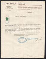 1932-1946 Bp., János Szanatórium össz. 3 db bizonyítványa ugyanazon ápoló részére beazonosítandó alá...