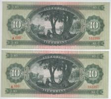 1962. 10Ft (2x) sorszámkövető "A 686 163396 - A 686 163397" T:XF Adamo F6