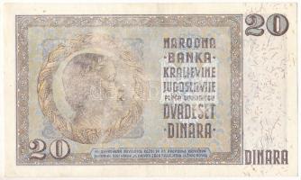 Jugoszlávia 1936. 20D nyomdahibás, mindkét oldalon hiányos, halovány nyomat T:AU Yugoslavia 1936. 20...