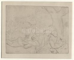 Vértes Marcell (1895-1961): Szerelmi háromszög (erotikus-pornográf grafika). Rézkarc, papír, jelzés ...