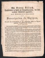 cca 1840 Killián György könyvkereskedő reklám nyomtatványa Egyiptom leírása c. könyv és a bécsi Belvederről szóló könyv előfizetésére 4p.