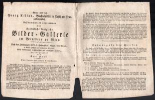 cca 1840 Killián György könyvkereskedő reklám nyomtatványa Egyiptom leírása c. könyv és a bécsi Belv...
