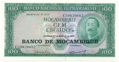 Mozambik 1976. (1961) 100E fekete "BANCO DE MOCAMBIQUE" felülbélyegzéssel T:AU,XF hajtatlan Mozambique 1976. (1961) 100 Escudos with black "BANCO DE MOCAMBIQUE" overprint C:AU,XF unfolded Krause P#117a