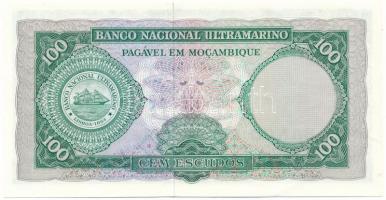 Mozambik 1976. (1961) 100E fekete "BANCO DE MOCAMBIQUE" felülbélyegzéssel T:AU,XF hajtatla...