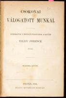 Csokonai válogatott munkái II-III. köt. [Egykötetben.] Kéziratok s eredeti kiadások alapján Toldy Ferencz által. Pest, 1864, Heckenast Gusztáv, (Landerer és Heckenast-ny.),207+155+1+184 p. Átkötött félvászon-kötés, kissé kopott borítóval.