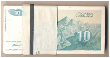 Jugoszlávia 1994. 10D (89x) eredeti banki kötegelővel T:UNC,AU hullámos papír Yugoslavia 1994. 10 Di...