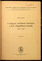 Bóka László: A magyar irodalom története a két világháború között 1919-1945. Hozzákötve: Kardos László: Világirodalom. (Thomas Mann, Gorkij, Majakovszkij, Solohov, A. Tolsztoj.) Hozzákötve: Pais Dezső: A magyar irodalmi nyelv. Hozzákötve: A mai magyar nyelvjárások. ELTE BTK. Bp., 1957-1956-1951, Felsőoktatási Jegyzetellátó, 90+70+44+35 p. Átkötött félvászon-kötés. Megjelent 400, 300, és 230 példányban.