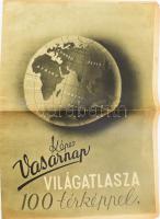 cca 1935 A Képes Vasárnap világatlasza 100 térképpel, hajtott