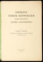 Csányi Károly: Erdélyi török szőnyegek kiállításának leíró lajstroma. Írta - -, Csermelyi Sándor és ...
