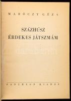 Maróczy Géza: Százhúsz érdekes játszmám. Bp., 1942, Pantheon. Javított gerincű félvászon-kötésben, f...