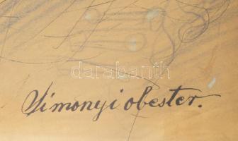 Jelzés nélkül: Simonyi óbester. Tus, vegyes technika, papír. 19x27 cm