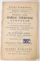 1768 Pázmány Péter: Sermones sacri Mariae Theresiae Augustae honoribus dicati a... Ignatio Almásy... dum idem... in Collegio... T anno 1768. mense Augusto. S. l. (1768), s. typ. nom. első 40 oldala. Dekoratív címlappal 34cm