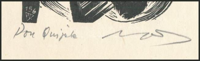 Nagy Lázár László (1935-2019): Don Quijote. Fametszet, papír, jelzett, hátoldalán a művész pecsétjév...