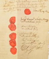 1804 Lúcsony (Mosonmagyaróvár) végrendelet 6 db nemesi gyűrűspecséttel