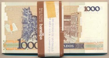 Brazília 1989. 1000C (65x) "1 Cruzado Novo" felülbélygzéssel, közte sorszámkövetők, eredet...