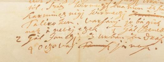 1790 Szászhartyáni házhely eladás feljegyzése