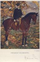 T. G. Masaryk on horseback So.Stpl s: F. Horník signed