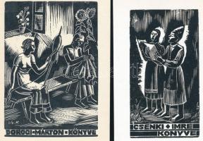 Gáborjáni Szabó Kálmán (1897-1955): 3 db ex libris és kisgrafika. Fametszet, papír, jelzett a metsze...