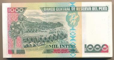 Peru 1988. 1000I (100x) közte több sorszámkövető T:UNC Peru 1988. 1000 Intis (100x) within many cons...