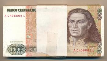 Peru 1987. 500I (99x) sorszámkövetők több részletben, kötegelővel T:UNC,AU Peru 1987. 500 Intis (99x) consecutive serials in many parts, with bundler C:UNC,AU Krause P#134