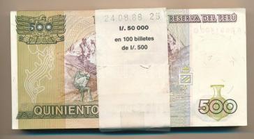 Peru 1987. 500I (99x) sorszámkövetők több részletben, kötegelővel T:UNC,AU Peru 1987. 500 Intis (99x...
