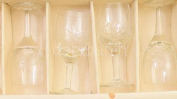 Csehszlovák kristály likőrös pohár szett, 6 db, díszdobozban, m: 11,5 cm