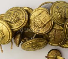 cca 1930/45 II. világháborús tiszti köpeny gomb, 30 darab, klf méretben, patinásak is