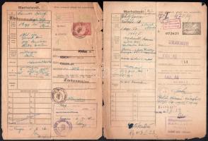 cca 1945-1947 6 db marhalevél, látványos illeték lerovásokkal