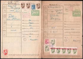 cca 1945-1947 6 db marhalevél, látványos illeték lerovásokkal