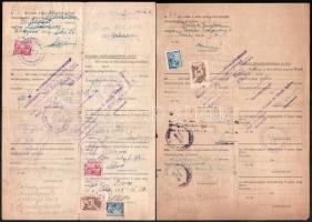 cca 1945-1947 6 db marhalevél, látványos illeték lerovásokkal