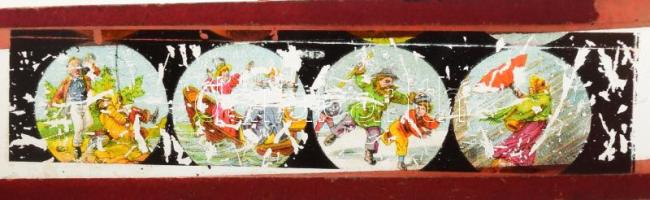 Mesejelenetekkel festett 6 darab üveglap, 11x3 cm