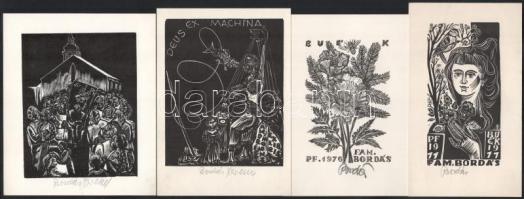 Bordás Ferenc (1911-1982): 10 db ex libris és kisgrafika. Klf. technikák, papír, részben jelzett, ré...